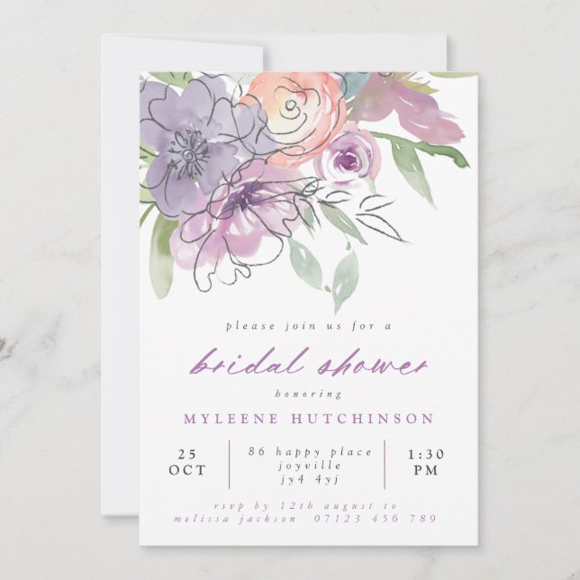 Invitación Spring Lilac Floral Bridal Shower (Anverso)