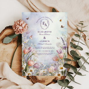 Invitación Spring Meadow Wildflower Butfly Boda