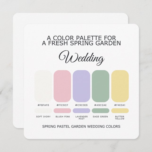 Invitación Spring Pastel Wedding Color Palette Card (Anverso / Reverso)