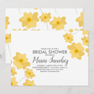 Invitación Spring Poppies Amarillas Brillantes Bridal Shower 