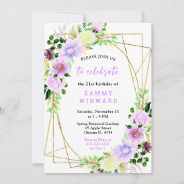 Invitación Spring Purple Flowers with Foliage