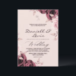 Invitación Spring Roses ⎮ Dusty Pink Wedding<br><div class="desc">Modern stylish dark wedding invitation,  pink roses with gold dust on with a gold ink pour effect and modern calligraphy. Classy and elegant,  simple and modern invitation.</div>