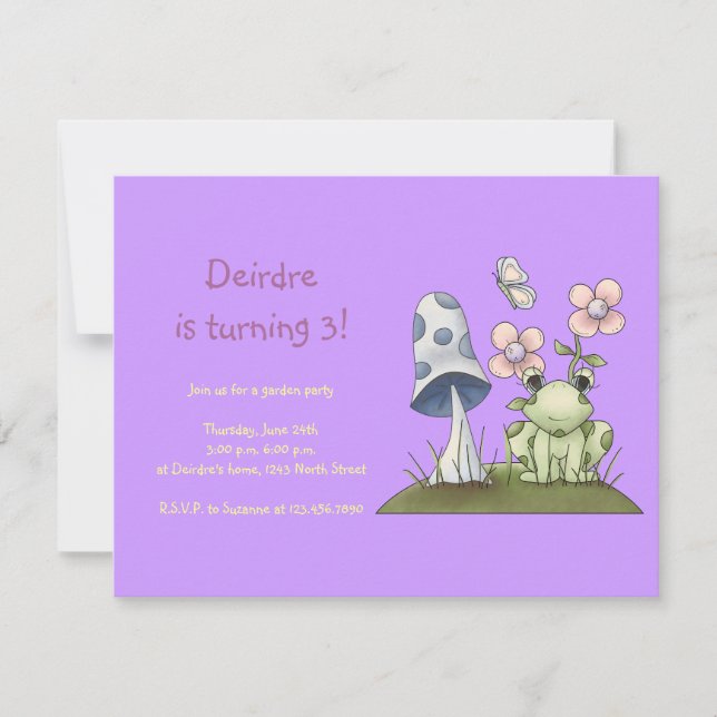 Invitación Spring Stuff · Frog & Mushroom (Anverso)