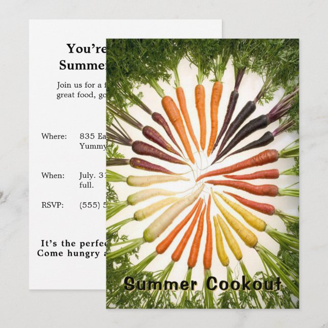 Invitación Spring Summer Party Carrot Rainbow Colorful (Anverso / Reverso)