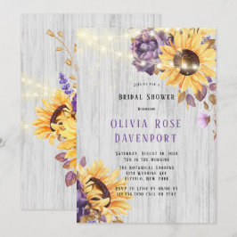 Invitación Spring Sunflower Purple Peony Shower