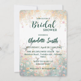 Invitación Spring Watercolor Birds Floral Monogram Wildflower