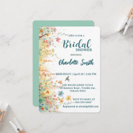 Invitación Spring Watercolor Birds Floral Monogram Wildflower