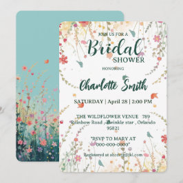 Invitación Spring Watercolor Birds Floral Wildflower Name