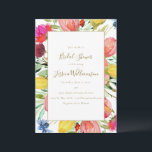 Invitación Spring Watercolor Floral Garden Bridal Shower<br><div class="desc">This bridal shower invitation features a colorful watercolor floral border that frames the celebration details for a beautiful garden party. The bright flowers and botanical greenery create a fresh romantic look perfect for spring and summer gatherings. Ideal for hosting a bridal shower brunch, garden celebration, or elegant wedding shower with...</div>