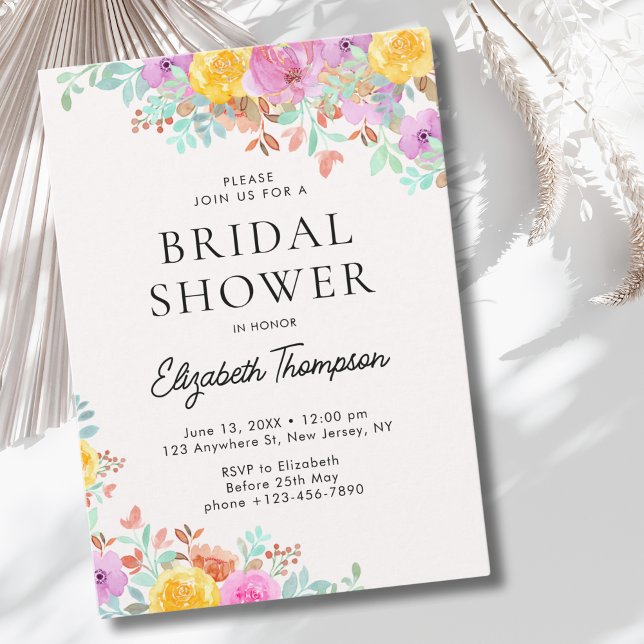 Invitación Spring watercolor Flowers Bridal Shower (Subido por el creador)