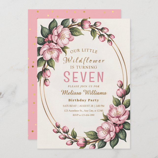 Invitación Spring Wildflower Birthday Party (Anverso / Reverso)