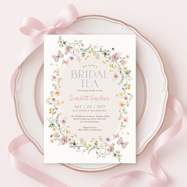Invitación Spring Wildflower Butterfly Bridal Tea (Subido por el creador)