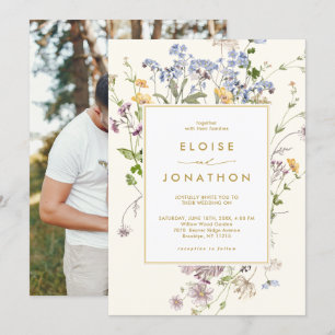 Invitación Spring Wildflower Meadow Garden Photo Gold Boda