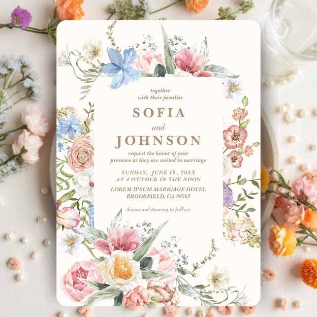 Invitación Spring Wildflowers Pastel Floral Garden Wedding (Subido por el creador)