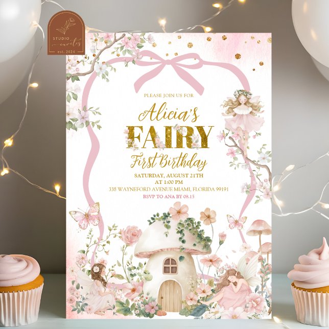 Invitación Spring woodland fairy first birthday  (Subido por el creador)