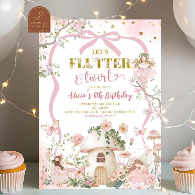 Invitación Spring woodland fairy flutter and twirl birthday (Subido por el creador)