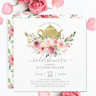 Invitación Springtime Peonies Rose Floral Bridal Shower Tea
