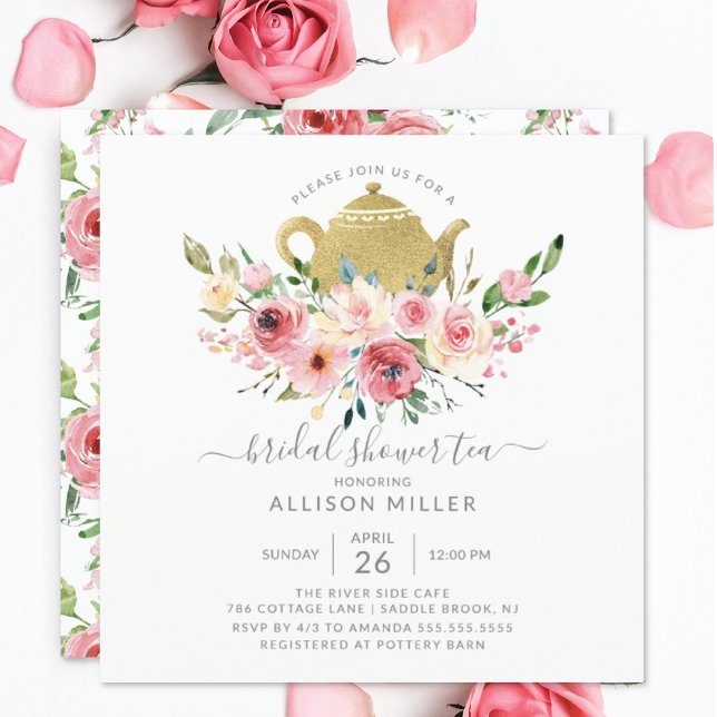 Invitación Springtime Peonies Rose Floral Bridal Shower Tea (Subido por el creador)