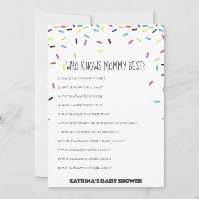 Invitación Sprinkle Baby Shower - Nombre editable, 5x7 (Anverso)