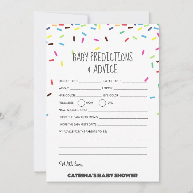 Invitación Sprinkle Baby Shower - Nombre editable, 5x7 (Anverso)