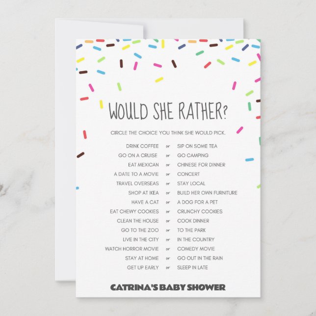 Invitación Sprinkle Baby Shower - Nombre editable, 5x7 (Anverso)