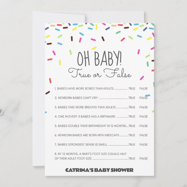 Invitación Sprinkle Baby Shower - Nombre editable, 5x7 (Anverso)