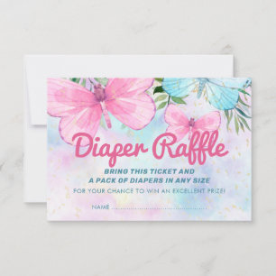 Invitación Sprinkle Butterfly Baby Diaper Raffle Ticket
