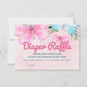 Invitación Sprinkle Butterfly Baby Diaper Raffle Ticket