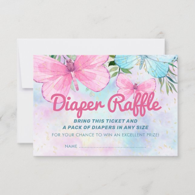 Invitación Sprinkle Butterfly Baby Diaper Ticket (Anverso)