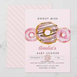 Invitación Sprinkle Donut | Baby Shower de Chicas rosados