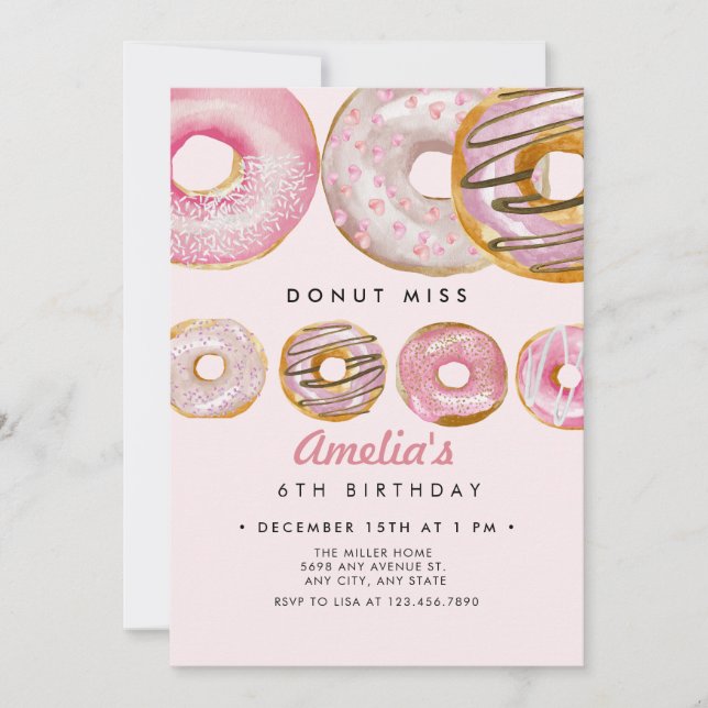 Invitación Sprinkle Donut | Cumpleaños de los Chicas dulces r (Anverso)