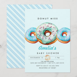 Invitación Sprinkle Donut | Cute Blue Baby Shower