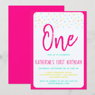 Invitación Sprinkle Sparkle Sweet Rainbow Confetti Cumpleaños
