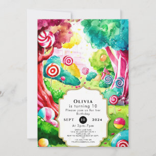 Invitación Sprinkle Watercolor Candyland Cumpleaños