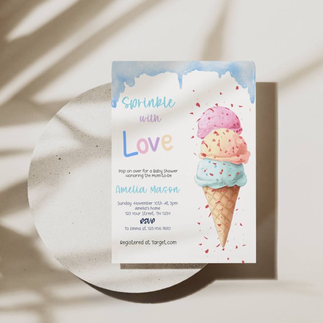 Invitación Sprinkled with Love Ice Cream Baby Shower Party (Subido por el creador)