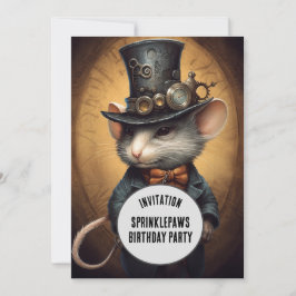Invitación Sprinklepaws Steampunk Animal nombre personalizado