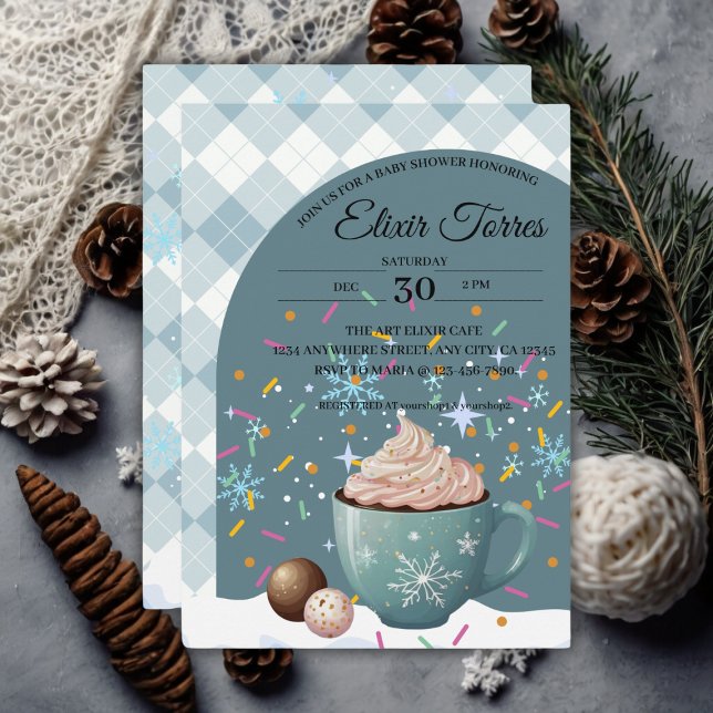 Invitación Sprinkles Hot Cocoa Winter Snowflakes Baby Shower (Subido por el creador)