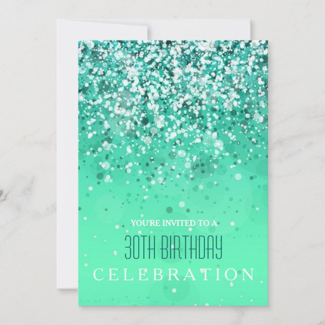 Invitación Sprinkling Joy Modern Aqua Green Purpurina Fiesta (Anverso)