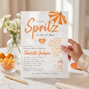 Invitación Spritz de lunares de bebé naranja