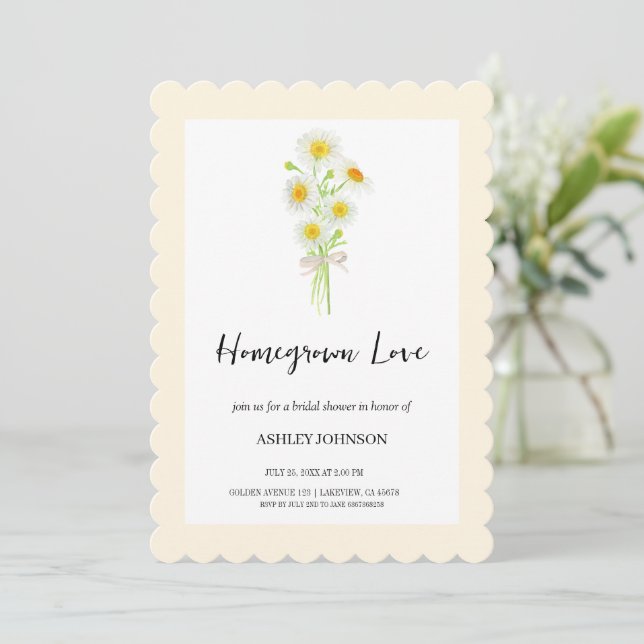 Invitación SPRT Chamomile Simple Bridal Shower (Anverso de pie)