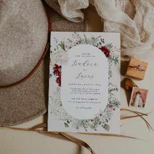 Invitación Spruce & Lace   Boda de Winter Florals