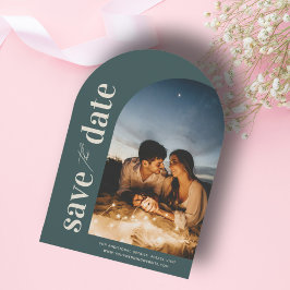 Invitación Spruce Limed Foto de Arco Moderno Guardar fecha