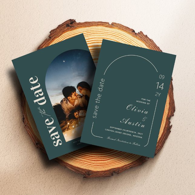Invitación Spruce Limed Foto de Arco Moderno Guardar fecha (Subido por el creador)