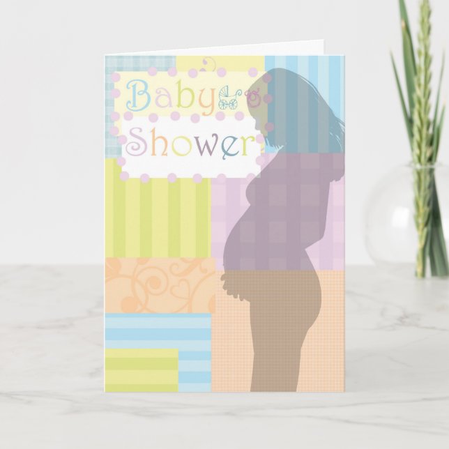 Invitación Sqares y curles del edredón de Baby Shower (Anverso)