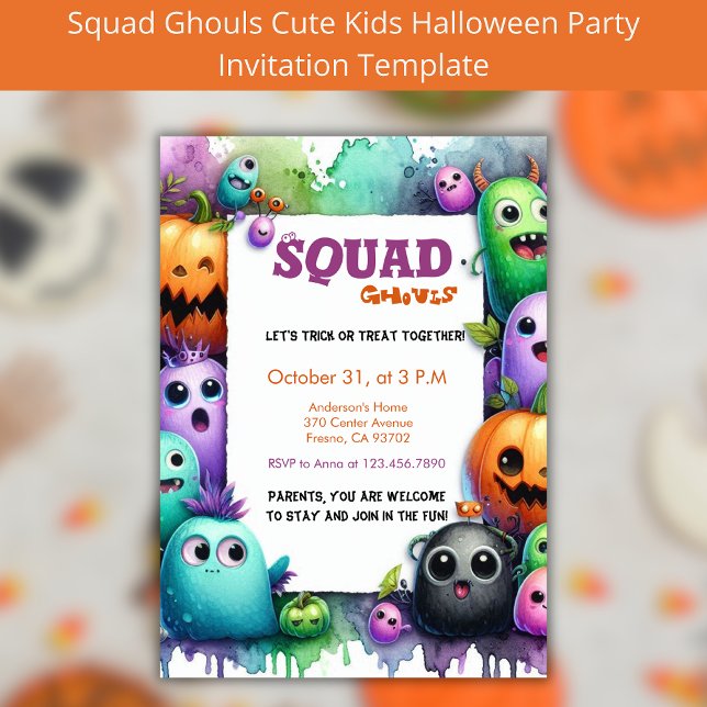 Invitación Squad Ghouls Halloween Truco O Fiesta De Tratamien (Subido por el creador)