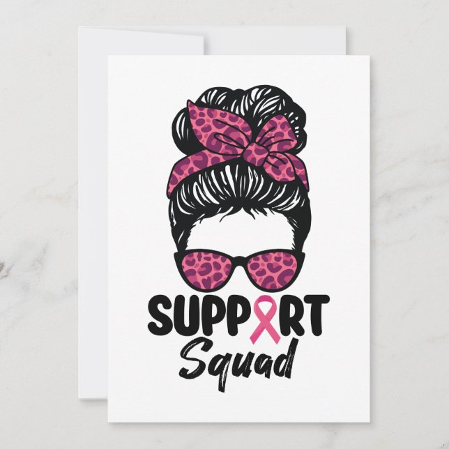 Invitación Squad Messy Bun Guerrero Rosa Cáncer de Mama (Anverso)