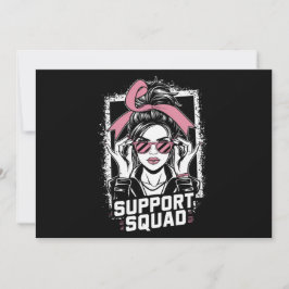 Invitación Squad Messy Bun Guerrero Rosa Cáncer de Mama