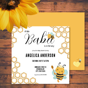 Invitación Square Babee en el camino a Baby Shower