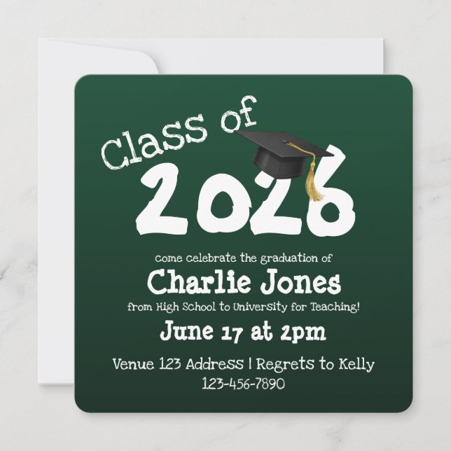 Invitación Square Chalkboard Graduation (Anverso)