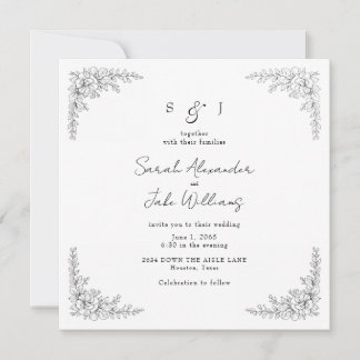 Invitación Square Vintage Floral Wedding Website